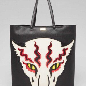 Stella McCartney Black Vegan Leather Wild Cat Tote Bag